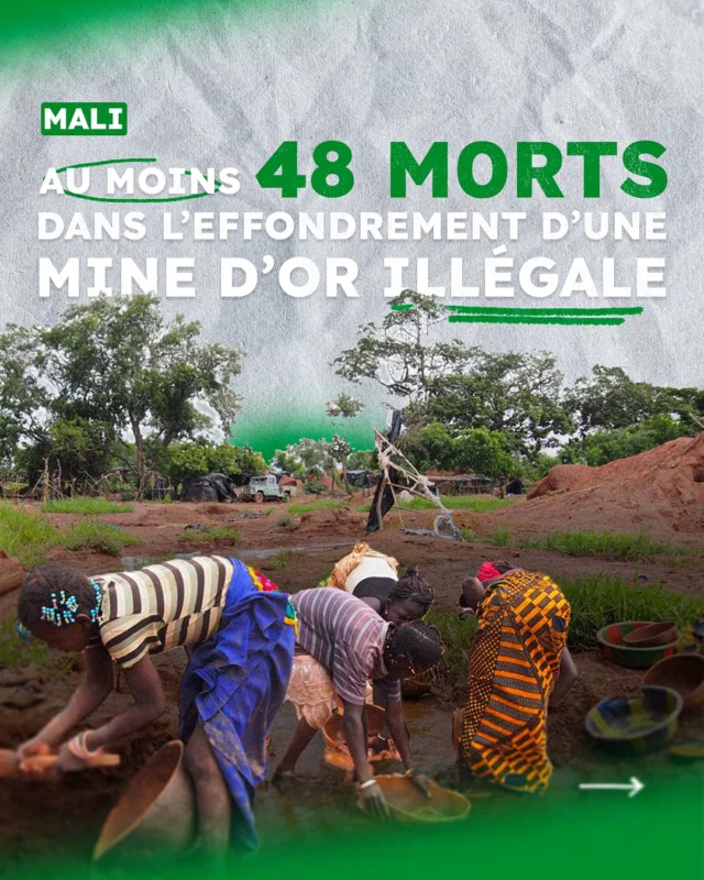 Samedi, au Mali, une mine d’or illégale s’est effondrée, emportant au moins 48 vies.Ces drames, trop fréquents en Afrique de l’Ouest, sont le résultat de conditions de travail inhumaines et d’exploitations minières hors de tout contrôle.
Ces vies perdues doivent nous alerter : il est temps d’agir pour mettre fin à ces pratiques dangereuses et protéger celles et ceux qui n’ont d’autre choix que de risquer leur vie pour survivre.
‼️ Cela doit cesser !

#CarvanesSolidaires #NousEnsemble #Mali #tragédie #Solidarité #Humanité