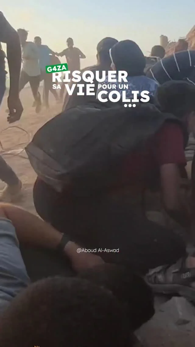 Risquer sa vie pour un colis alimentaire : c’est le quotidien des G4zaouis.
😱 Des images à peine croyables : des hommes blessés, exténués, m€urtris, comme s’ils revenaient du front…
 Mais ils ne rentrent pas d’un combat. Ils rentrent d’avoir tenté de récupérer de la nourriture. 😭
C’est ça, la réalité à G4za.  
🟢✊🏼On ne peut pas détourner les yeux.
#nousensemble #caravanessolidaires