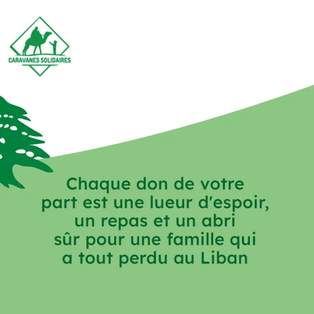 Ensemble, soutenons le Liban.
Chaque don, même le plus petit, peut apporter de l’espoir et faire une réelle différence.
Restons unis et aidons ceux qui en ont le plus besoin. ❤️🙏 #caravanessolidaires #nousensemble